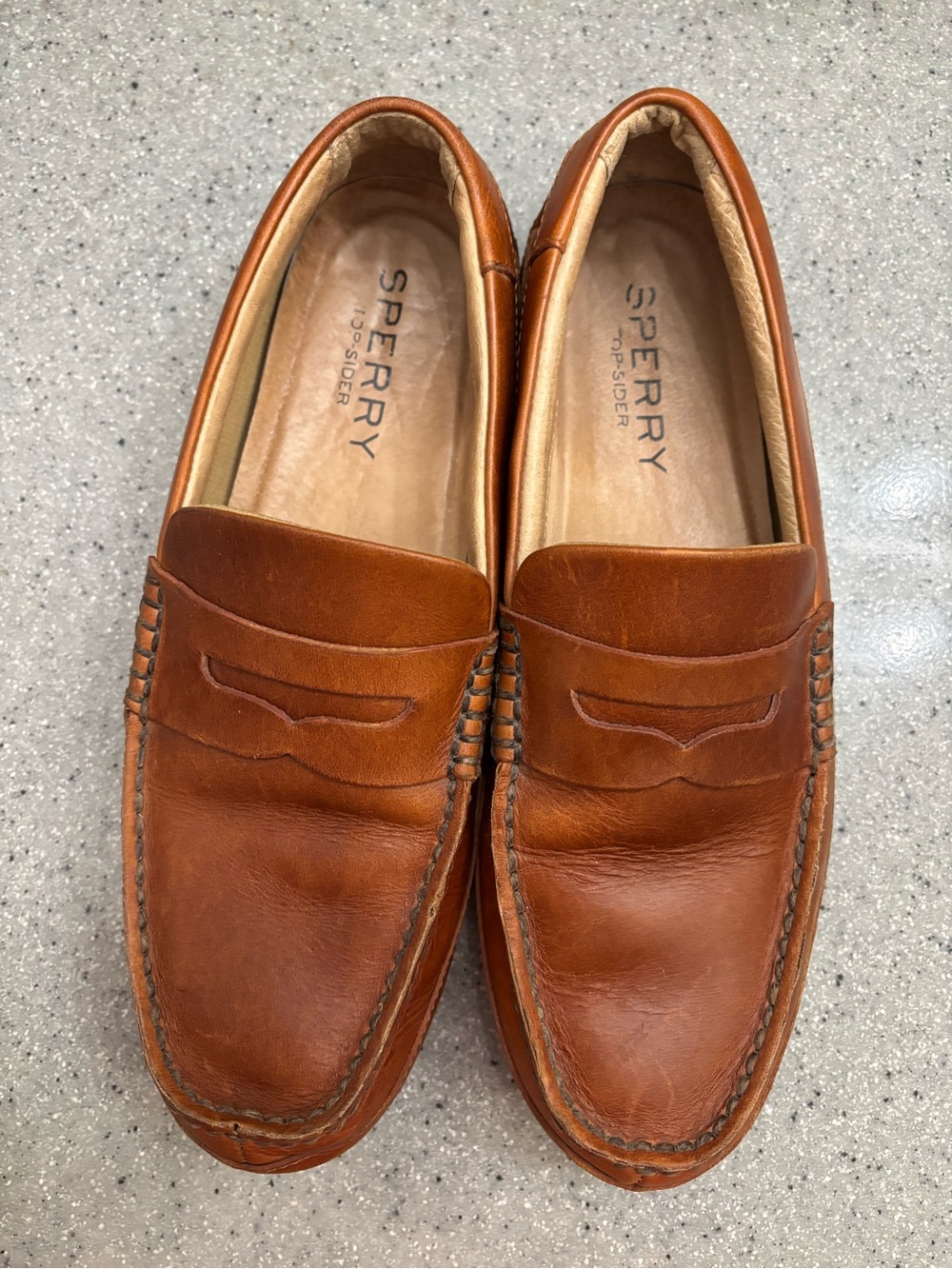 Sperry Men’s Leather Penny Loafers in Cognac Brown